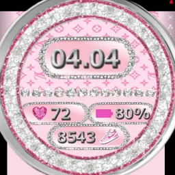 Pink digital designer watch face