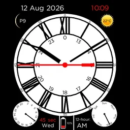 (2nd republish) A wall clock with Roman numerals, moon phase, digital display, weather, analog date and battery - Copy