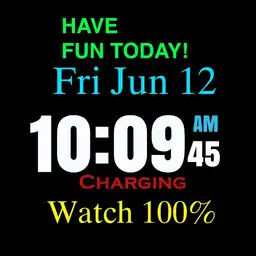 Large Clock, Date, Battery %