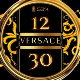 Gold and black digital watch face
