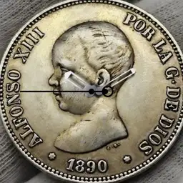 Silver, Alfonso XIII, Boy King, 5 Pesetas, 1890