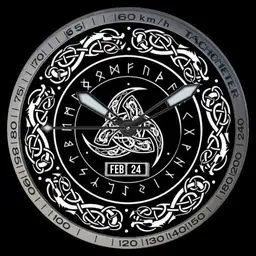 WDS NORSE VIKING TRIPLE HORN OF ODIN MONTH DATE WATCH
