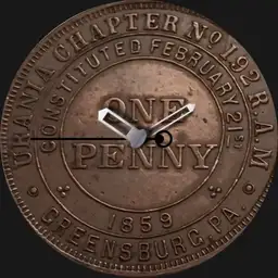 Bronze, Urania Lodge, Masonic Penny Token, 1859