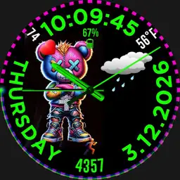 Circular digital & classic watch bear