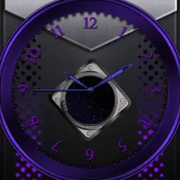 Purple, pink, blue plus dark and light chrome watch face.