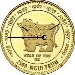 Gold, Bhutan, Year of the Ox, 2500 NU, 1996