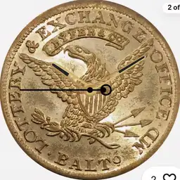 Brass, Gold Plated Balto. Lottery Token, 1849