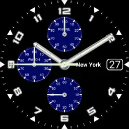 Black with blue dials
