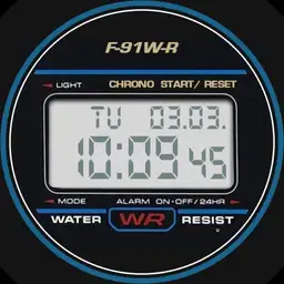 Brute F-91W-R LEGEND Digital Chronometer Field Watch Battery Mode