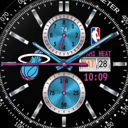 Miami Heat with digital time and step counter. 8000 goal for steps