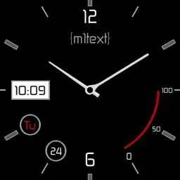 m1 text 3 lines, black clear, battery, time and date