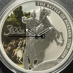 Silver, Poltava Battle Tercentennial, 1 Dollar, Tuvalu, 2009