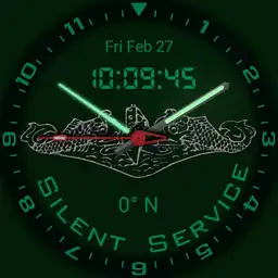 Silent Service Submarine. Simple watch face with bearing.