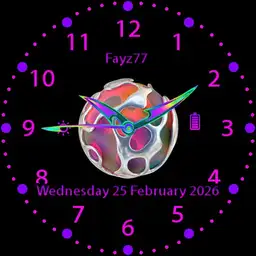 Neon multicolour ball in motion.