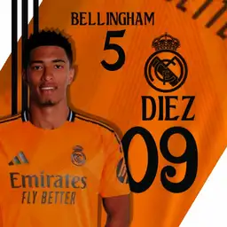 Bellingham. Real Madrid. Orange and Black Copy