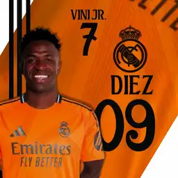 Vini Jr. Real Madrid. Orange and Black