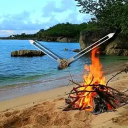 beach camp fire