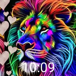 Multicolored Neon Lion - plwren