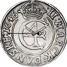 Silver, Christian IV, 2 Marks, Denmark,1646