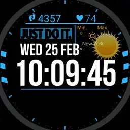 Agenda, Heartrate, Steps, big date and time, weather, reminder. By Dave Engelen.