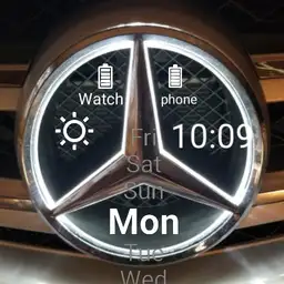 Benz emblem light close up