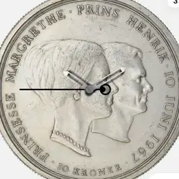 Silver, Margrethe Wedding, 10 Kroner, Denmark,1967