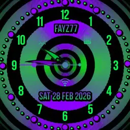Purple and green watch face.