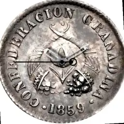 Silver, Granadine Confederation, 1/2 Decimo, 1859