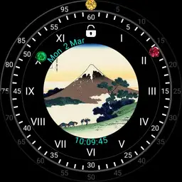 AW Hokusai Mount Fuji 3 screens and 4 app launcher for Samsung Galaxy smartwatch