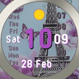 Eiffel tower on purple flowers