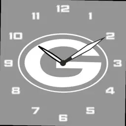 grey and white packers logo