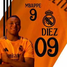 Mbapp Real Madrid. Orange and Black
