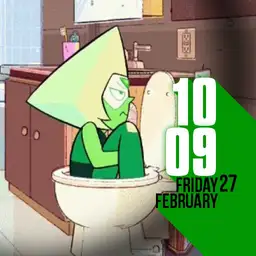 Peridot on the toilet