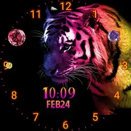 tiger, pink, yellow, purple