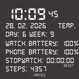 Useful simple digital watch face.