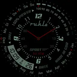 Ruhla Black Military Watch Red LED