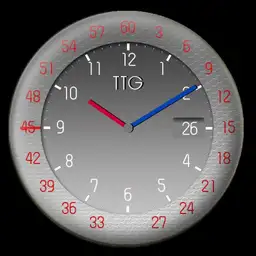 TTG ROUND GREY BLUE AND RED ANALOGUE WITH DATE WITH FLAT TIRE