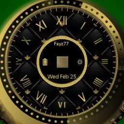 Black and gold watch face.