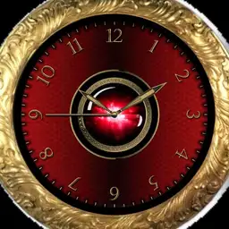 Red, gold and black watch face with motion.