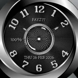 Black, grey and white watch face.