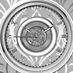 Silver and white watch face with added bit of sparkle.