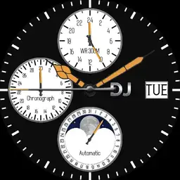 Day date moon phase chronograph