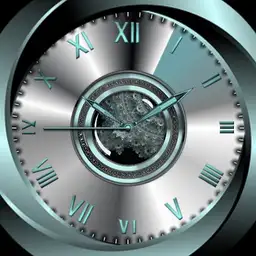 Chrome and turquoise watch face.