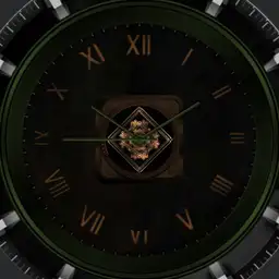 Green and brown watch face.