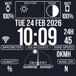 Square Watch, Digital, Dark Theme Clean