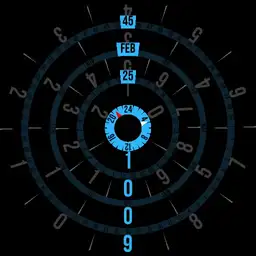 Rotating dials 24hr rings sunrise sunset center