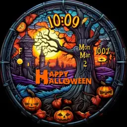 Stained Glass Halloween Scene