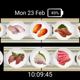 Conveyor belt moving sushi with app launcher for Samsung Galaxy watch