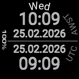UTC Date Time - White on Black