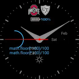 Simple OSU/UT Animated Face w/Digital Time on Dim
